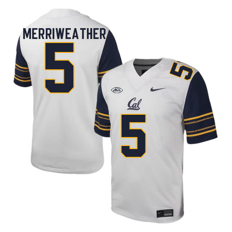 California Golden Bears #5 Tobias Merriweather ACC Conference College Football Jerseys Stitched-White